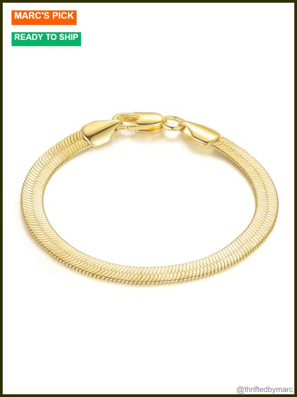 14K Gold Plated Snake Chain Bracelet Lobster Clasp Unisex